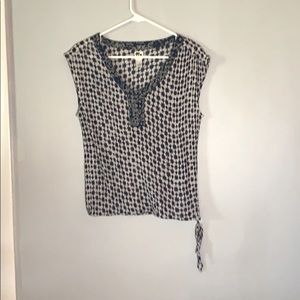 Lucky Brand ft John Robshaw Tribal V-neck Blouse